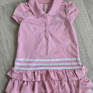 Adidas Pink Polo Dress with Ruffle Hem